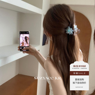 国风蓝色立体花朵抓夹早秋小清新百搭通勤发饰 任选4件 99元