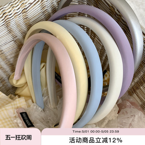 suzyacc kr哑光马卡龙色系海绵细发箍温柔气质小众高级感洗脸头箍