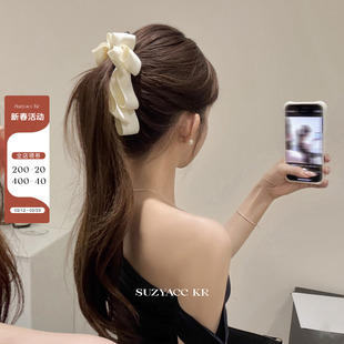 suzyacc kr名媛风蝴蝶结香蕉夹女2025新款夹子头饰简约甜美盘发夹
