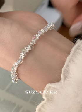 suzyacc kr梦幻彩珠小灯泡纯银碎银手链女轻奢小众设计高级感手饰
