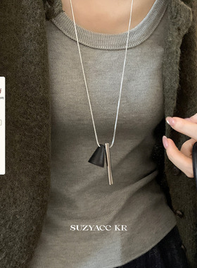 suzyacc kr设计感几何不规则三角形毛衣链小众通勤百搭高级长项链