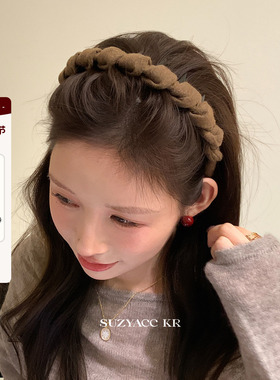 suzyacc kr秋冬温柔气质毛呢齿梳发箍通勤简约质感百搭高颅顶头箍