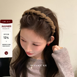 suzyacc kr秋冬温柔气质毛呢齿梳发箍通勤简约质感百搭高颅顶头箍