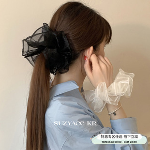 欧根纱双层泡泡发圈简约高级后脑勺盘子头皮筋女 任选4件 99元