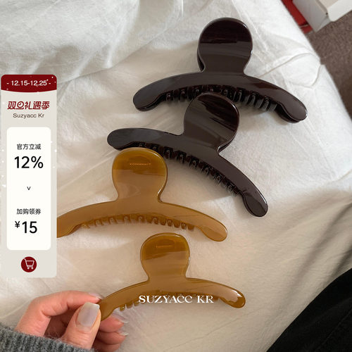 suzyacc kr质感超好姜黄色大号抓夹2025新款ins巧克力色高级发夹
