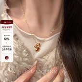 20点本命年饰品纯银红色小马吊坠项链 1.21 新品 限时2件88折