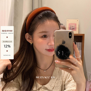 suzyacc kr秋冬复古南瓜绒面高颅顶发箍女气质百搭显白高级头箍