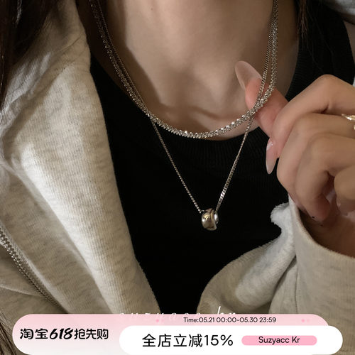 秋冬双层毛衣链简约圆环项链