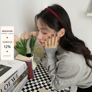 suzyacc 春夏洗脸头箍女百搭外出 kr复古红色细发箍网红2025年新款