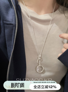 suzyacc kr小众设计放大镜长项链女款2026新款简约百搭通勤颈链