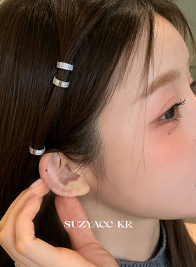suzyacc kr 虞书欣同款韩国水钻金属圆形发扣个性气质小众发饰女