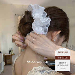 法式 任选4件 网纱镂空荷叶边双层发圈气质高级感头花 99元