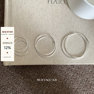 高级感简约个性 爆款 耳饰 kr纯银极细耳圈圆圈耳环2024新款 suzyacc