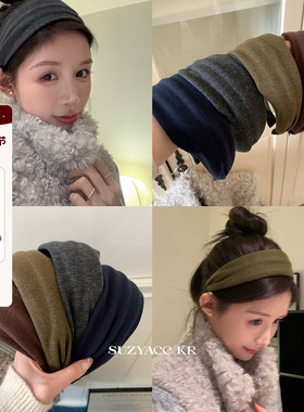 suzyacc kr面膜手感莫兰迪色系宽边发箍女2025新款小众发饰头箍