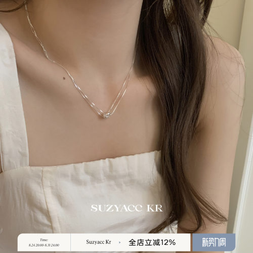 suzyacc kr圆环双层纯银项链女款2026新款小众锁骨链