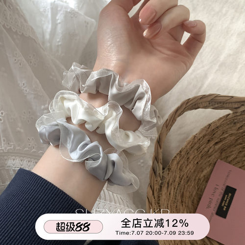suzyacc kr法式少女花边缎面小肠圈简约小众百搭高级感皮筋头绳