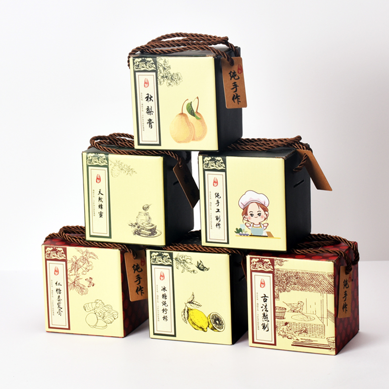 蜂蜜柠檬膏红糖姜糖膏秋梨子膏、四方瓶六角瓶包装盒纸盒定制厂家