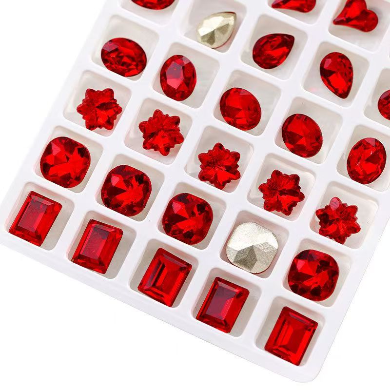 网红同款中国红美甲饰品