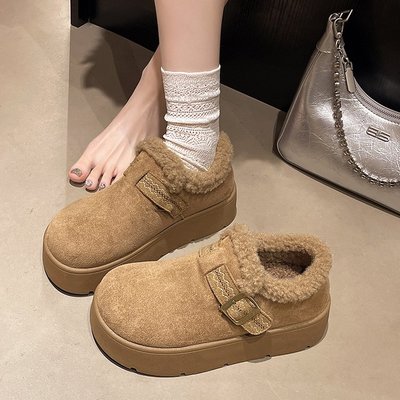 厚底增高毛毛一脚蹬勃肯鞋