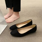 尖头时尚 女41码 浅口平底女鞋 女单鞋 春秋韩版 大码 平跟孕妇鞋 工作鞋