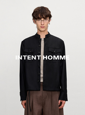 INTENT 口袋中式立领衬衫/秋冬内搭外套质感抗皱合身长袖版型