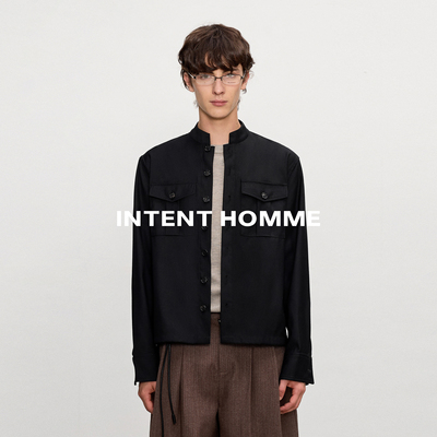 INTENT 口袋中式立领衬衫/秋冬内搭外套质感抗皱合身长袖版型