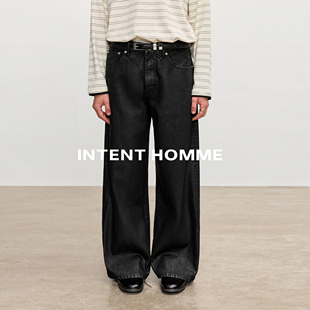 INTENT 14.8盎司水洗涂层宽松直筒百搭 刷蜡冈山牛仔A字直筒长裤