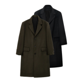 INTENT年度大衣重磅60%顺绒澳洲羊毛冬季 长款 加厚垫肩枪驳领外套