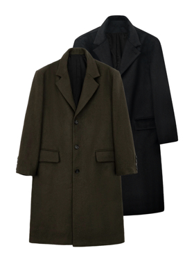 INTENT年度大衣重磅60%顺绒澳洲羊毛冬季长款加厚垫肩枪驳领外套