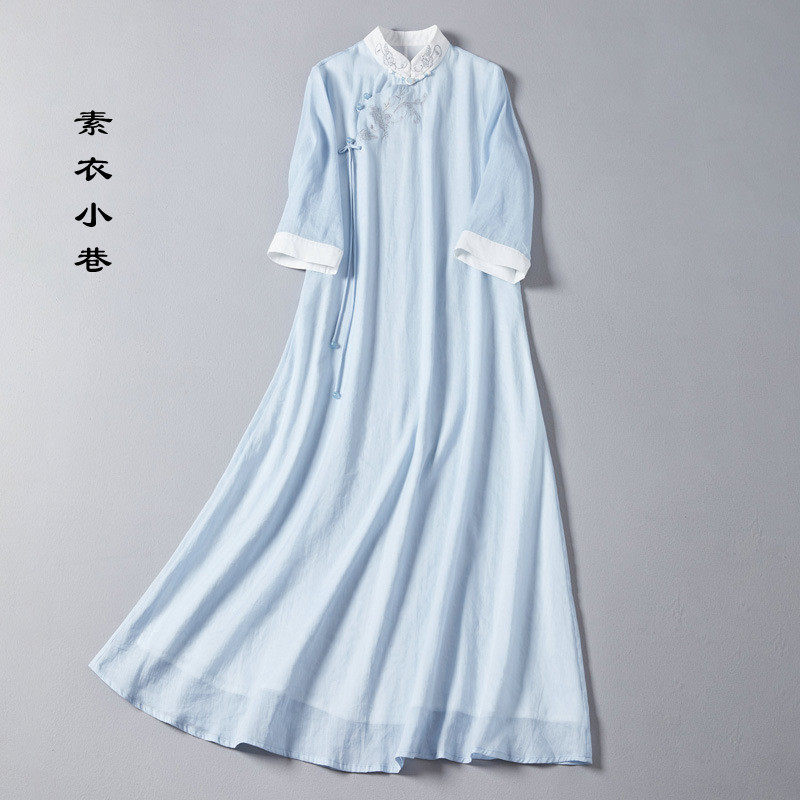 汉服刺绣宽松改良版茶服文艺盘扣