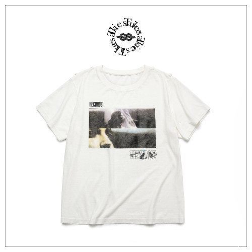 Tiesake 蕾丝双层印花汉麻短袖 Lace Portishhead Records Tee