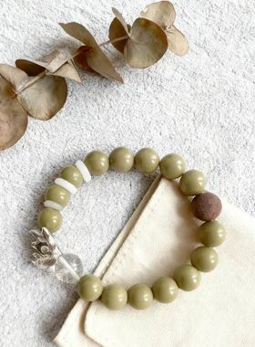 李晟同款 日出藏香珠绿色串珠手链饰品女感百搭手串