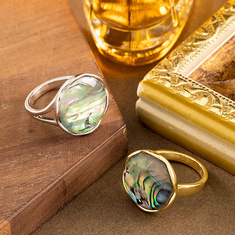 法式复古优雅中古风不规则天然鲍鱼贝壳戒指女不掉色小众设计