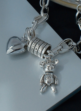 轻奢涂鸦小熊爱心手链女简约小众感百搭手饰亚马逊爆款配饰
