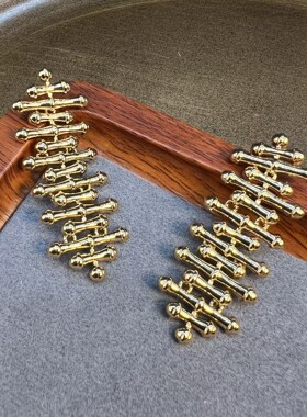 跨境欧美铜镀金jv竹节耳钉热卖时尚百搭轻奢金属流苏耳饰