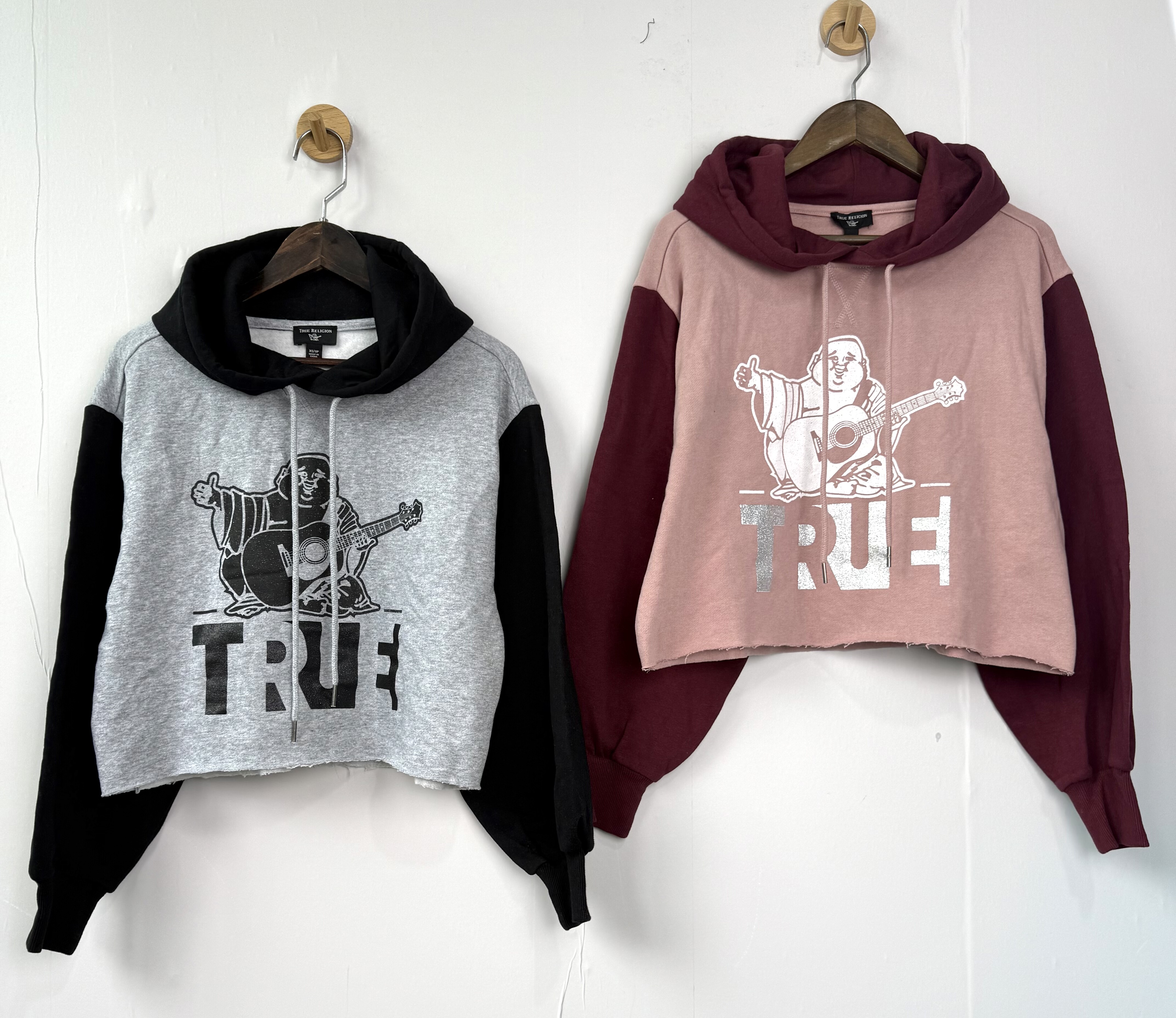 原 true religion真实信仰女生短裤加绒连帽卫衣