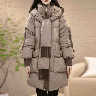 新款加厚保暖中长款白鸭绒外套