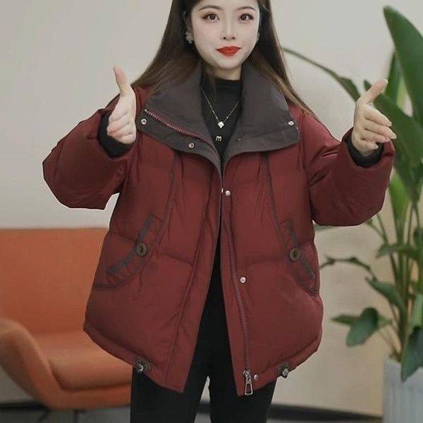 气质百搭休闲保暖羽绒服女2025冬季新款加厚保暖白鸭绒立领外套潮