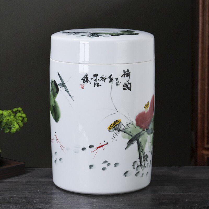 景德镇陶瓷防潮米缸密封带盖