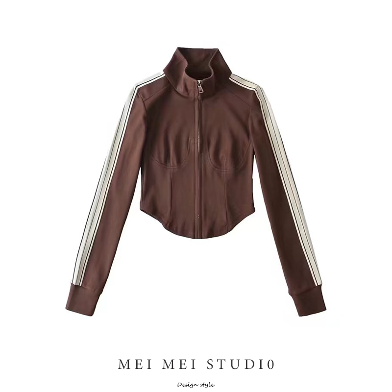 欧美短款棉拉链外套立领