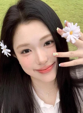 白色小雏菊太阳花发夹清新唯美森系花朵侧边头花耳边发卡海边头饰