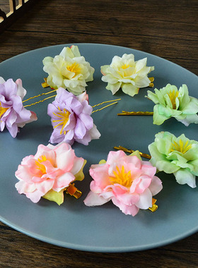 花朵发夹绢花古风氛围感花饰发饰