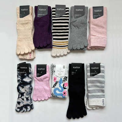 toesox瑜伽袜防滑五指长筒袜春秋中筒袜女耐磨耐穿冬季保暖高筒袜