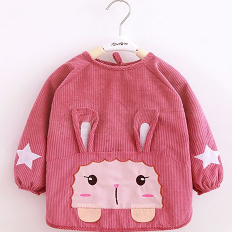 秋冬小孩防脏水晶绒防水婴儿围兜