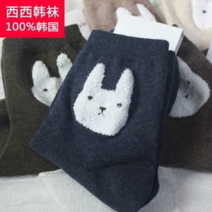 5双包邮韩国袜子东大门进口女袜中筒棉袜小兔子很可爱穿上很开心