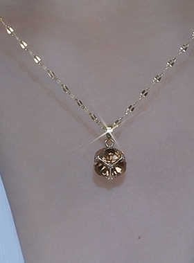 时尚咖色锆石钻球吊坠项链女网红爆款轻奢气质百搭高级感锁骨颈链