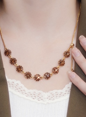 潮气轻奢水晶镶钻抽拉项链颈链女夏2025年新款高级感质百搭锁骨链