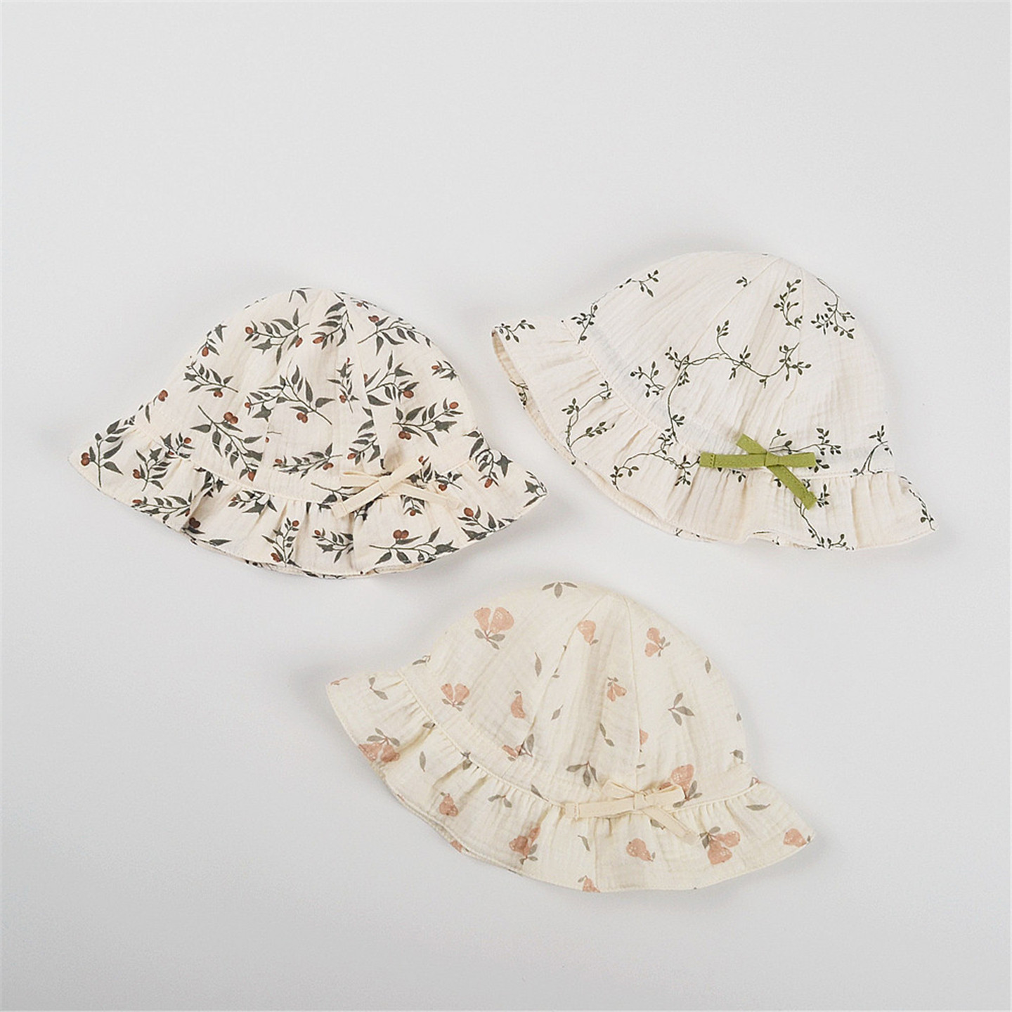 高品质软糯纱布宝宝甜美公主盆帽春夏秋季婴幼儿女童透气遮阳帽子