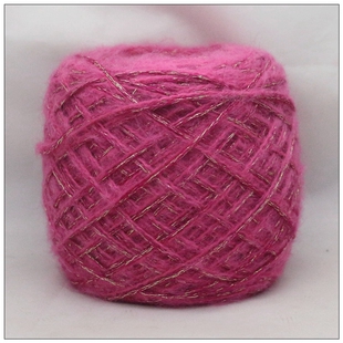 彩绒毛线 梅粉金马海毛夹闪线 贴肤 钩织 贝蕾帽围巾毛衣编织包包