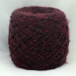 彩绒毛线 自混 羊毛结子小圈圈线+腈纶马海毛 黑结酒红底 中粗 软